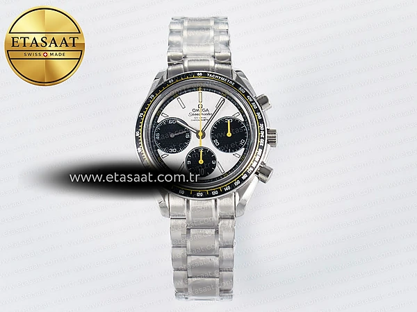 Omega Speedmaster Racing Master Beyaz/Siyah Kadran A7750 Eta Saat - 1:1 Süper Klon Replika Saat