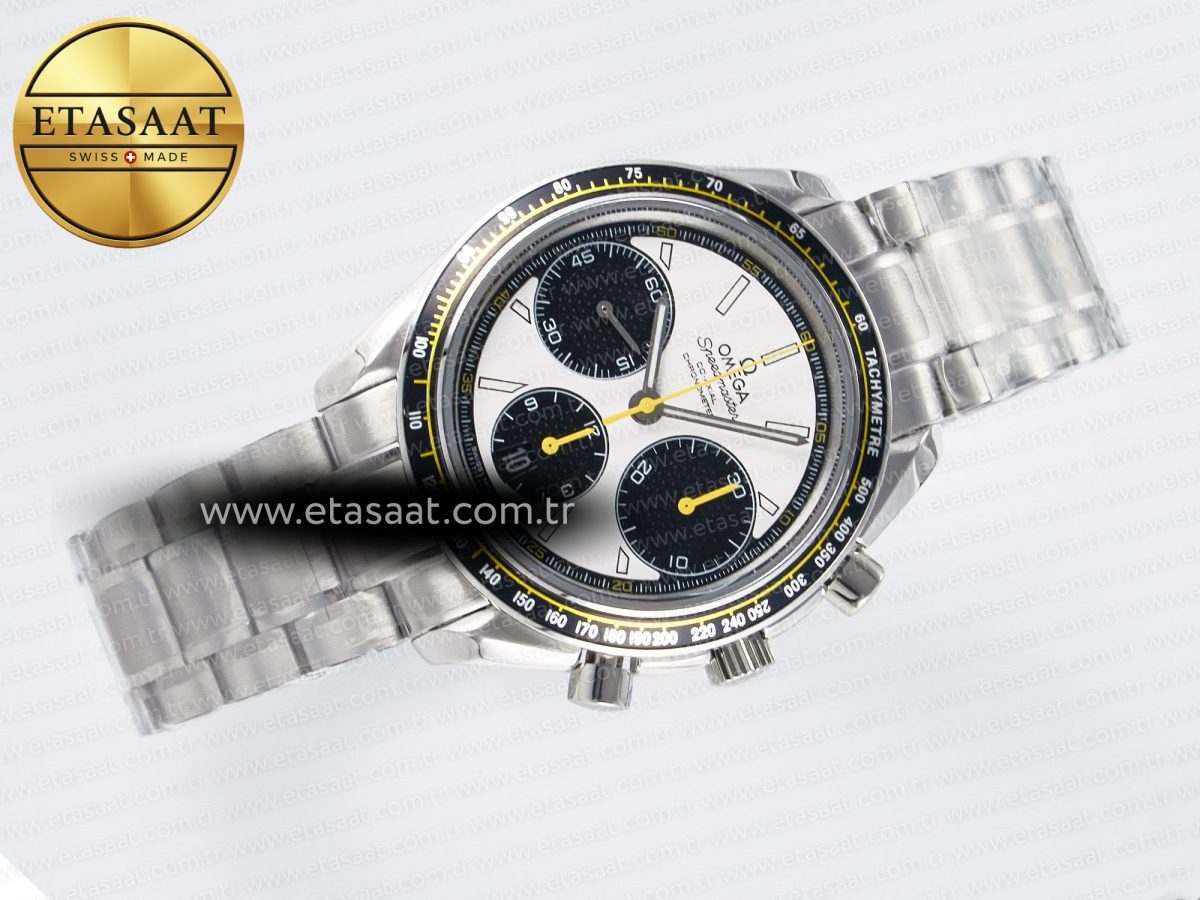 Omega Speedmaster Racing Master Best Edition White/Black Dial on SS Bracelet A7750 - Görsel 8