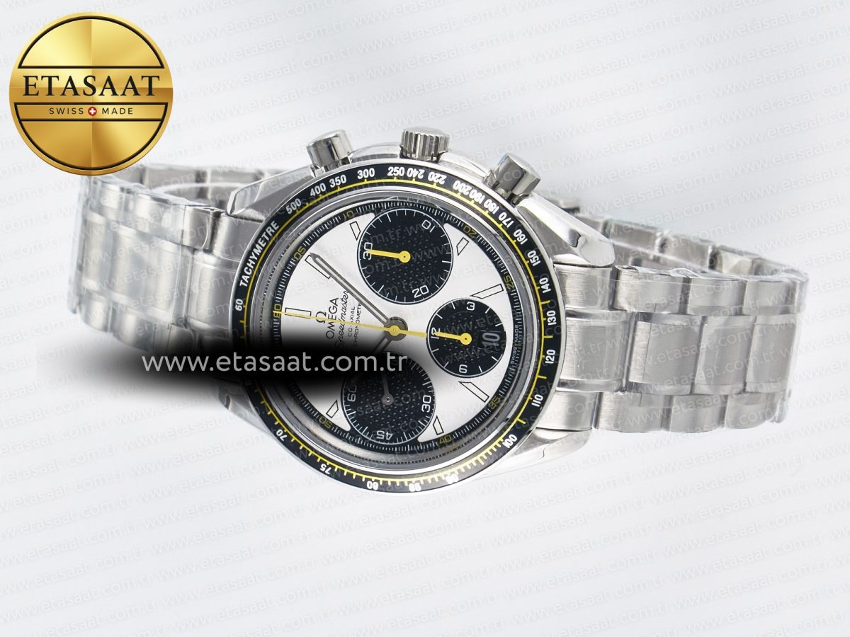 Omega Speedmaster Racing Master Best Edition White/Black Dial on SS Bracelet A7750 - Görsel 9