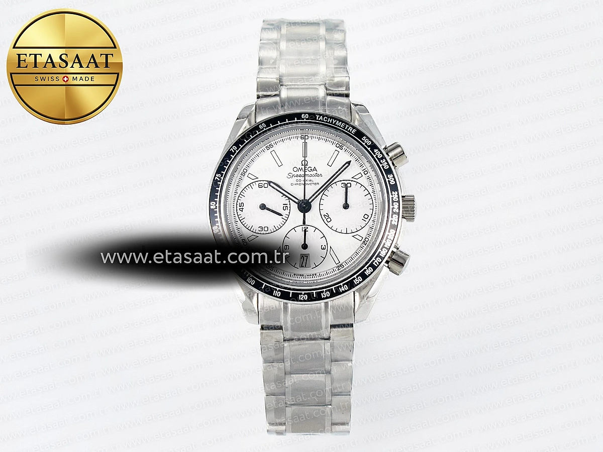 Omega Speedmaster Racing Master Beyaz Kadran Bilezik A7750 Eta Saat - 1:1 Süper Klon Replika Saat