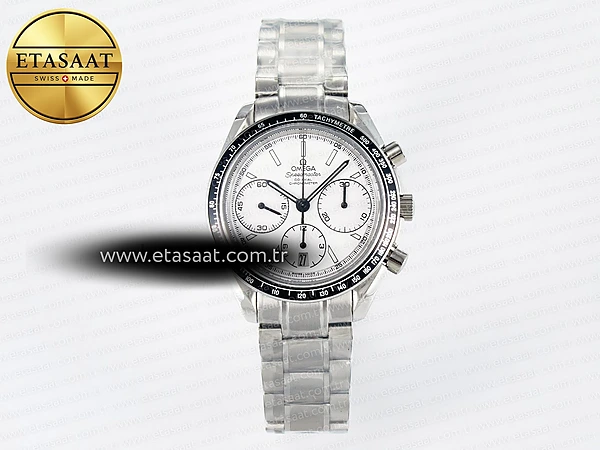 Omega Speedmaster Racing Master Beyaz Kadran Bilezik A7750 Eta Saat - 1:1 Süper Klon Replika Saat