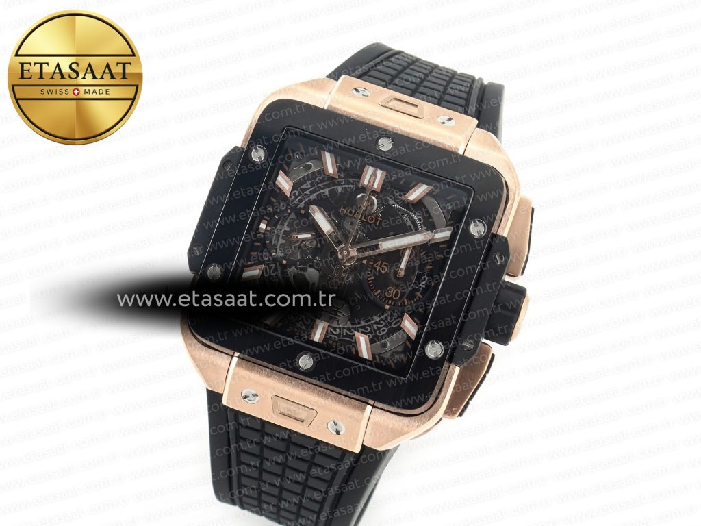 square bang unico 42mm rg bbf 11 best edition skeleton dial ceramic bezel on black rubber strap a12802