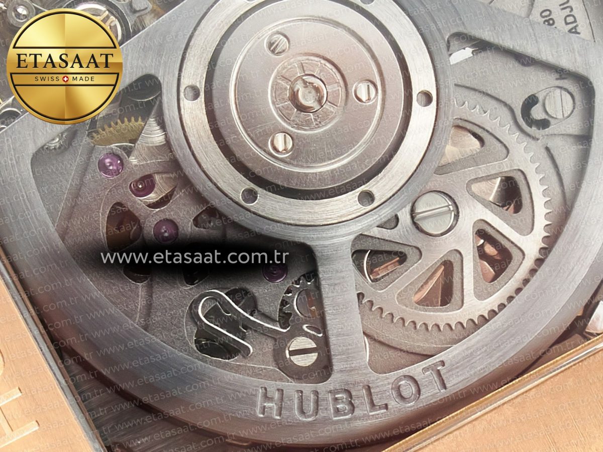 Hublot Square Bang Unico 42mm RG BBF 1:1 Best Edition Skeleton Dial on Black Rubber Strap A1280 - Görsel 18