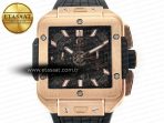 Hublot Square Bang Unico 42mm RG BBF 1:1 Best Edition Skeleton Dial on Black Rubber Strap A1280 - Görsel 4
