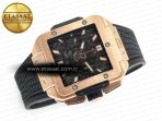 Hublot Square Bang Unico 42mm RG BBF 1:1 Best Edition Skeleton Dial on Black Rubber Strap A1280 - Görsel 8
