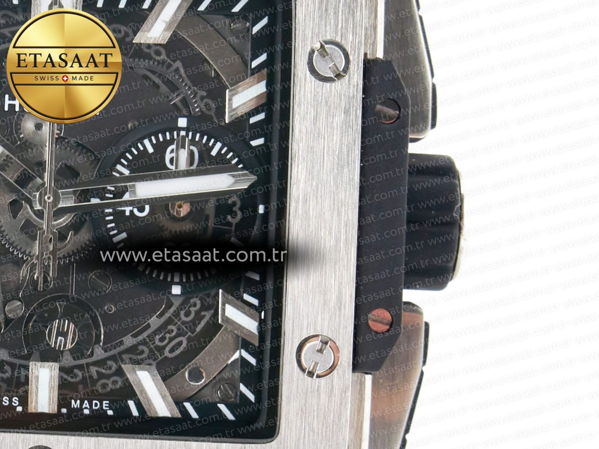 Hublot Square Bang Unico 42mm Titanium BBF 1:1 Best Edition Skeleton Dial on Black Rubber Strap A1280 - Görsel 13