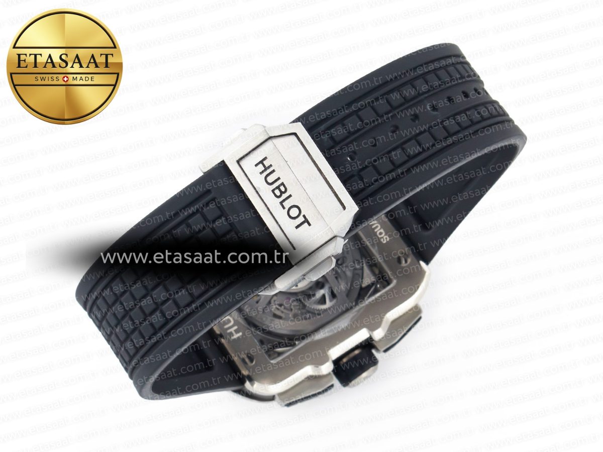 Hublot Square Bang Unico 42mm Titanium BBF 1:1 Best Edition Skeleton Dial on Black Rubber Strap A1280 - Görsel 16