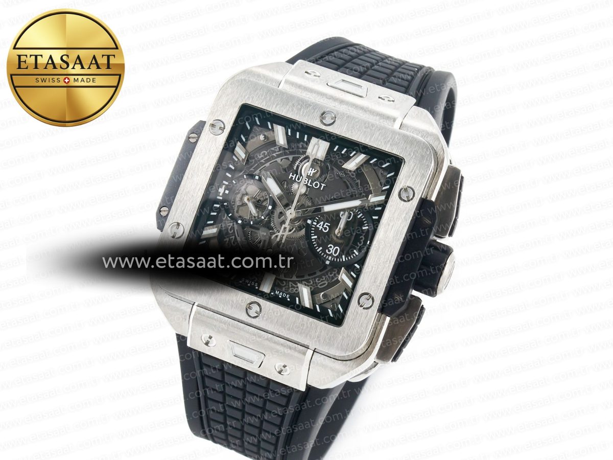 Hublot Square Bang Unico 42mm Titanium BBF 1:1 Best Edition Skeleton Dial on Black Rubber Strap A1280 - Görsel 2