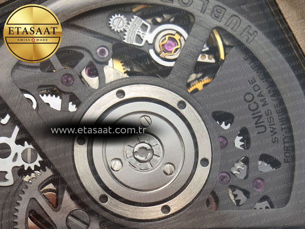 Hublot Square Bang Unico 42mm Titanium BBF 1:1 Best Edition Skeleton Dial on Black Rubber Strap A1280 - Görsel 21