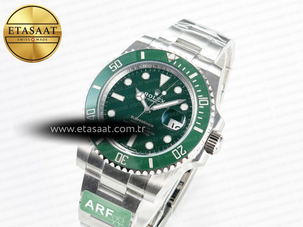 submariner 116610 lv green 904l steel arf 11 best edition on ss bracelet sh31351