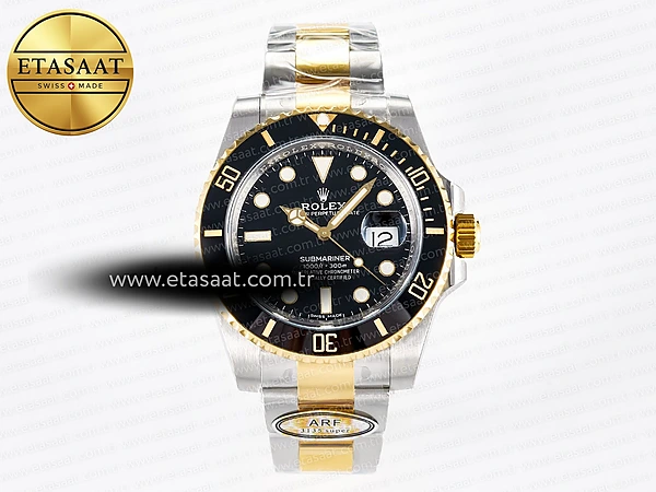 Rolex Submariner 116613 LN Siyah Seramik ARF SH3135 Eta Saat - 1:1 Süper Klon Replika Saat