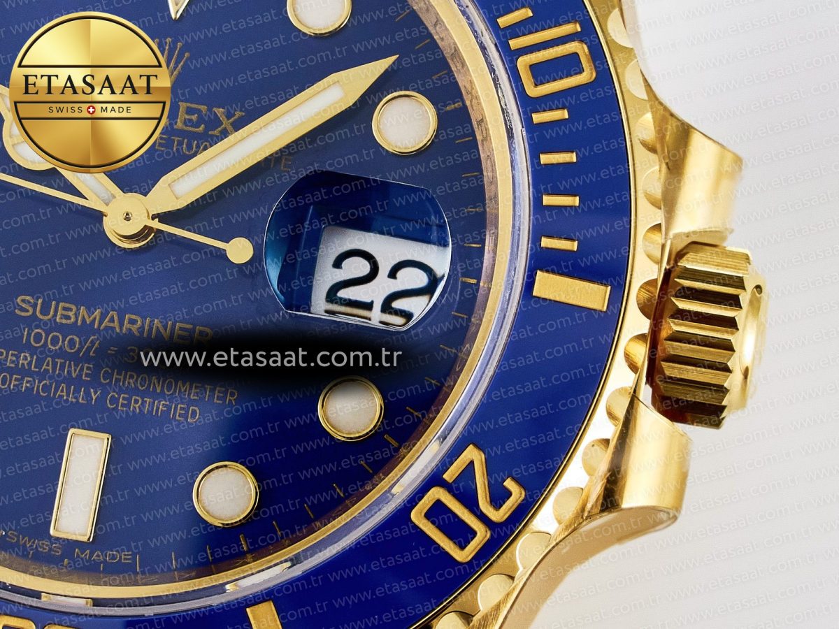 Rolex Submariner 116618 LB Blue Ceramic YG Plated 904L Steel VSF 1:1 Best Edition VS3135 - Görsel 12