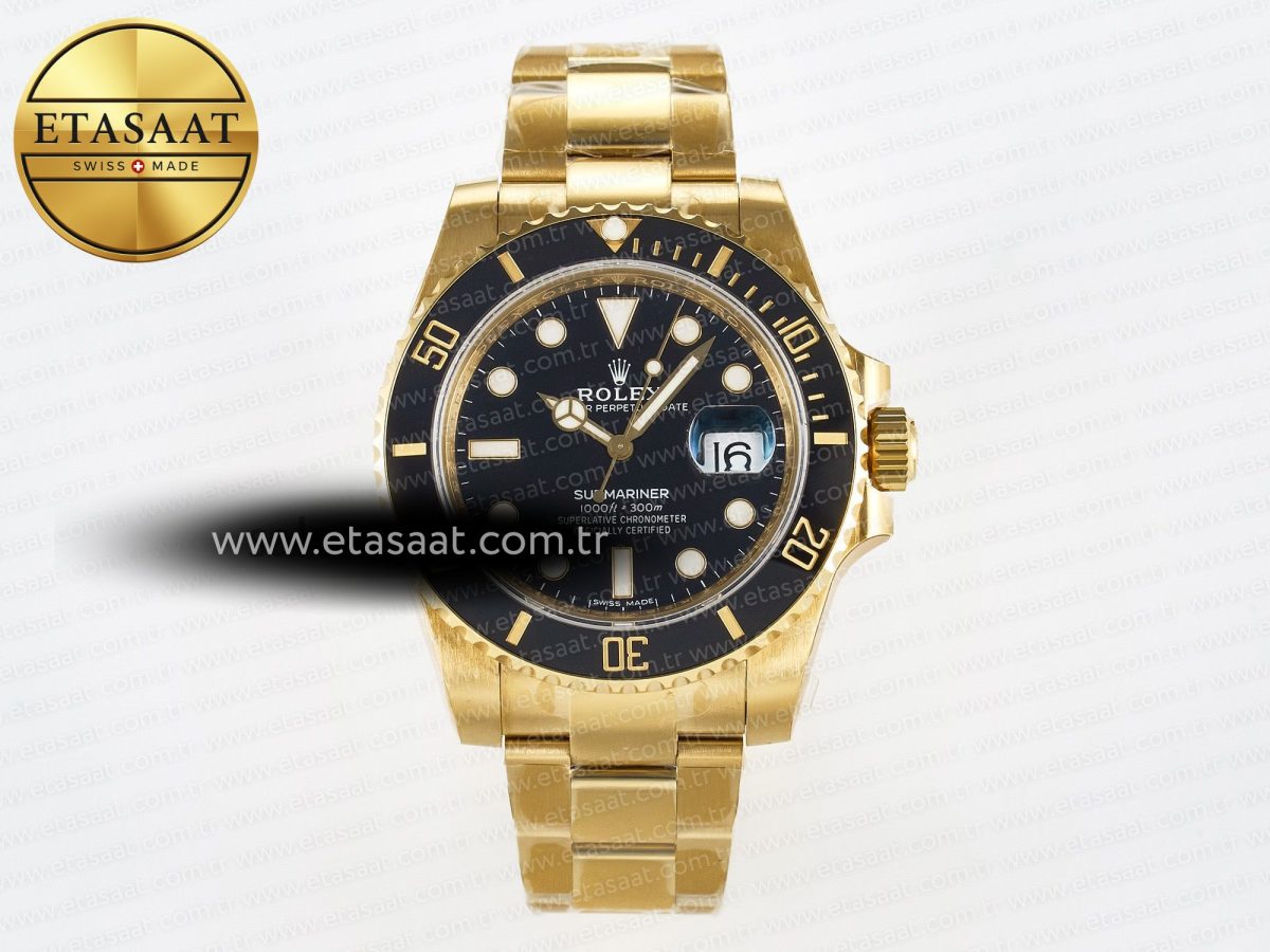 Rolex Submariner 116618 LN Black Ceramic YG Plated 904L Steel VSF 1:1 Best Edition VS3135 - Görsel 3