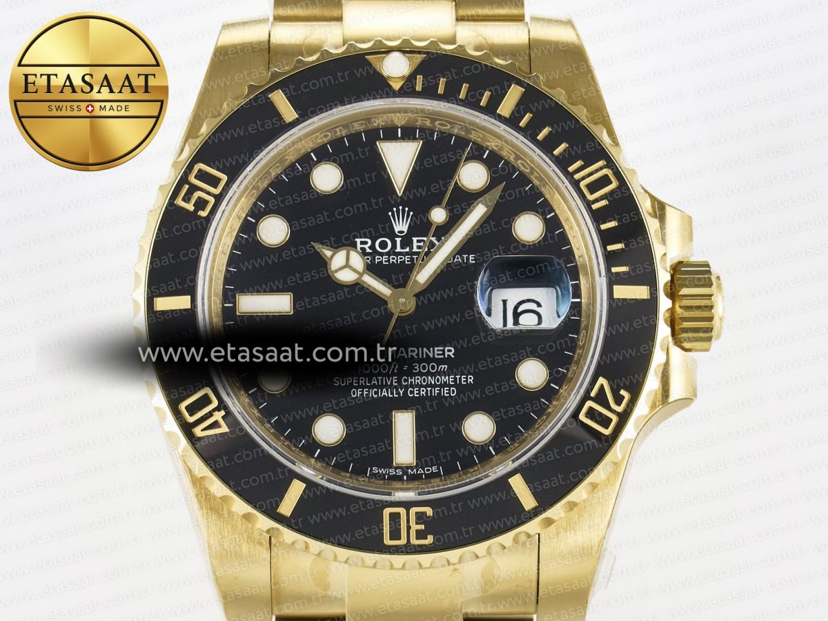 Rolex Submariner 116618 LN Black Ceramic YG Plated 904L Steel VSF 1:1 Best Edition VS3135 - Görsel 4