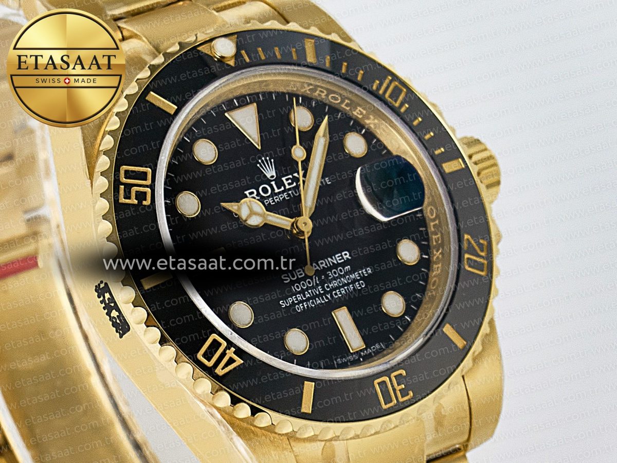 Rolex Submariner 116618 LN Black Ceramic YG Plated 904L Steel VSF 1:1 Best Edition VS3135 - Görsel 5