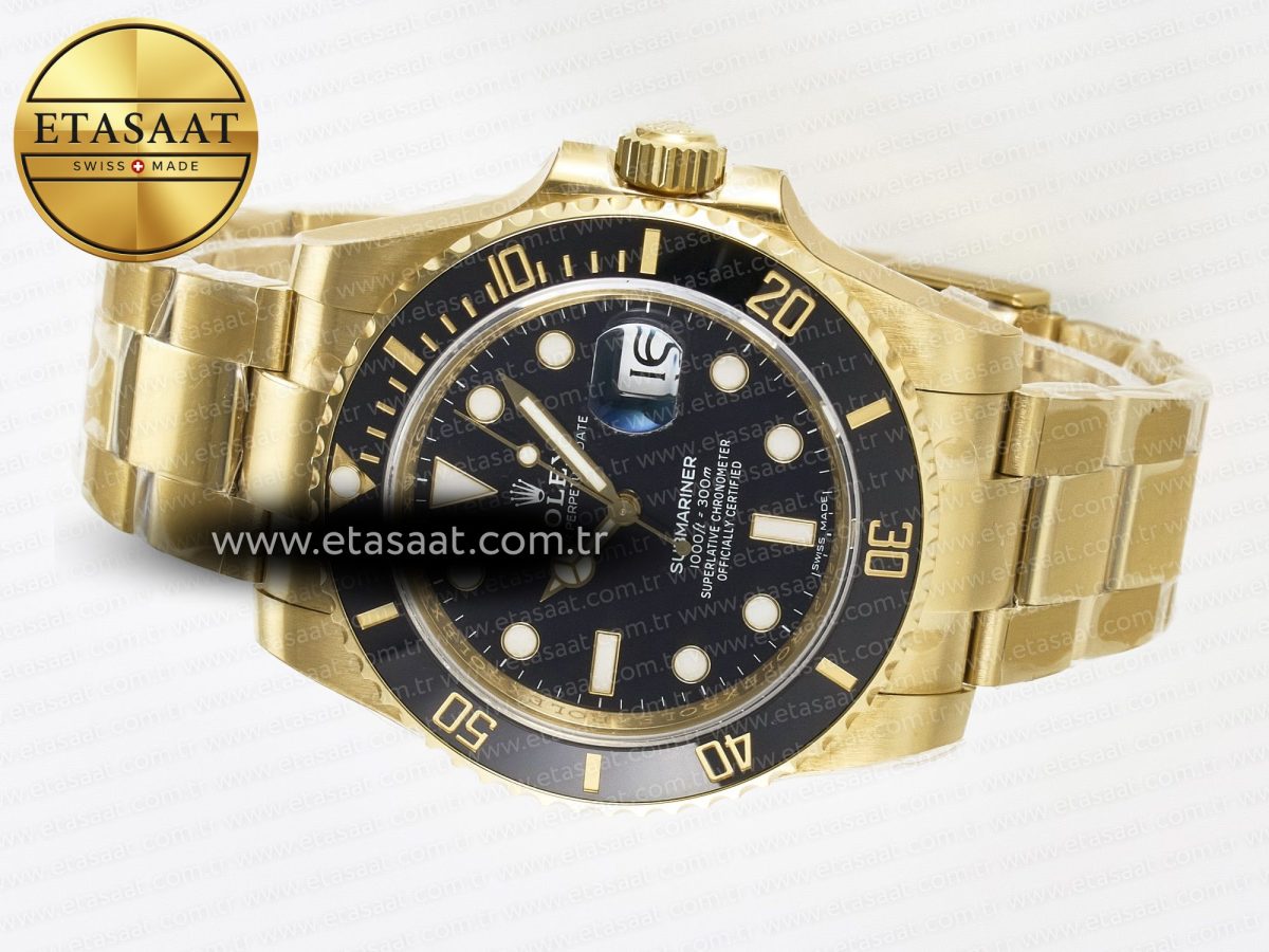 Rolex Submariner 116618 LN Black Ceramic YG Plated 904L Steel VSF 1:1 Best Edition VS3135 - Görsel 9