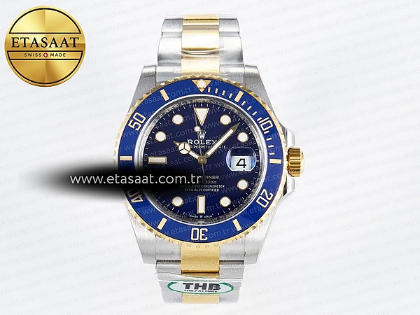 Rolex Submariner 126613 LB Yg THBF Mavi Kadran Yg SH3235 Eta Saat - 1:1 Süper Klon Replika Saat