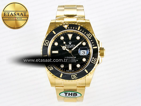 Rolex Submariner 126618 LN YG THBF Siyah Kadran SH3235 Eta Saat - 1:1 Süper Klon Replika Saat