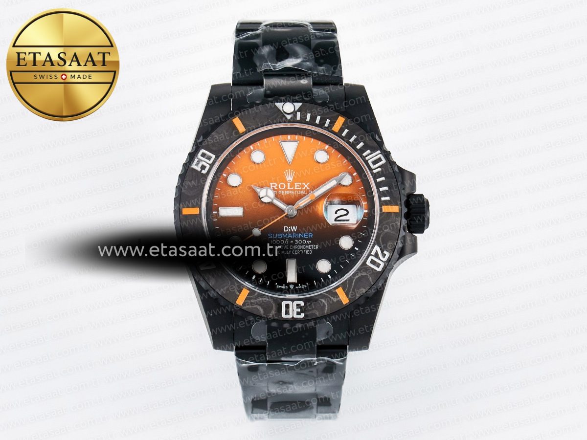 Rolex Submariner DIW Sandblasted Black/Orange Dial on DLC VS3135 - Görsel 3