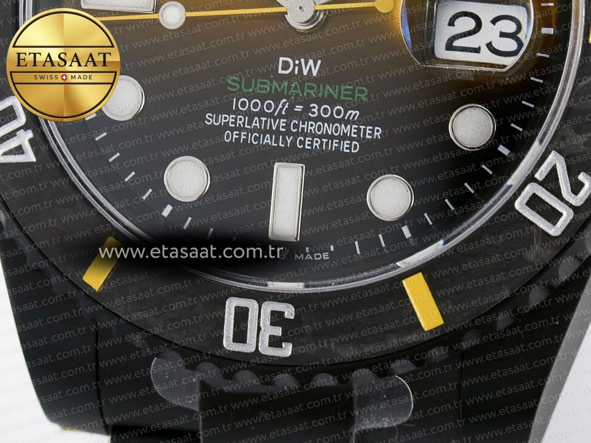 Rolex Submariner DIW  Black/Yellow Dial on DLC VS3135 - Görsel 12