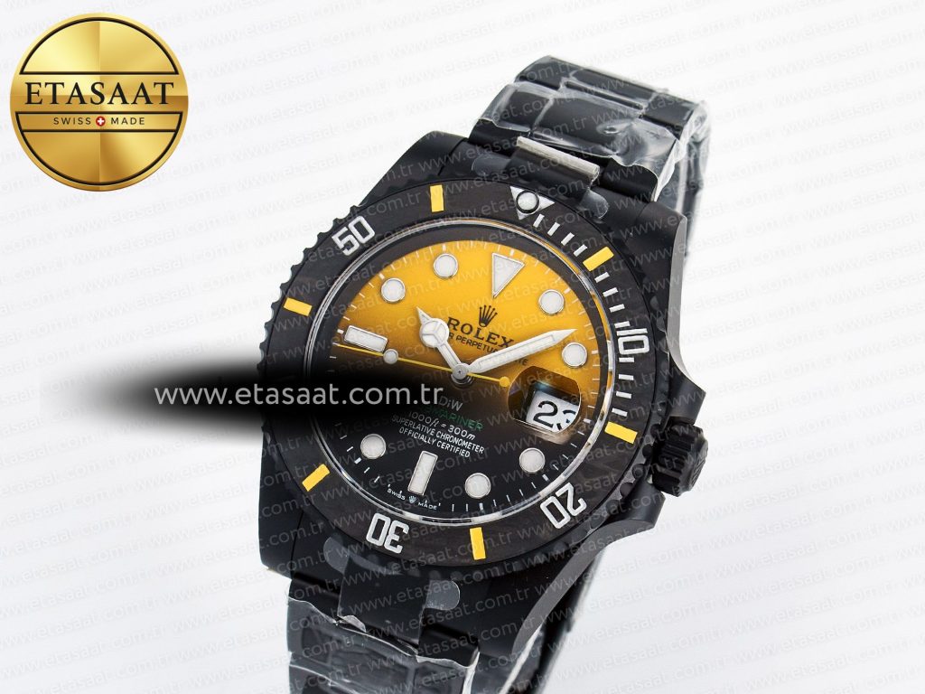 submariner diw dlc vsf 11 best edition black yellow dial on dlc bracelet vs31352