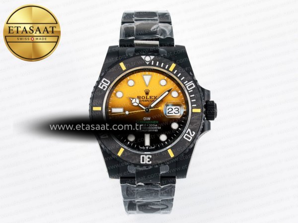 Rolex Submariner DIW Siyah/Sarı Kadran Dlc VS3135 Eta Saat - 1:1 Süper Klon Replika Saat