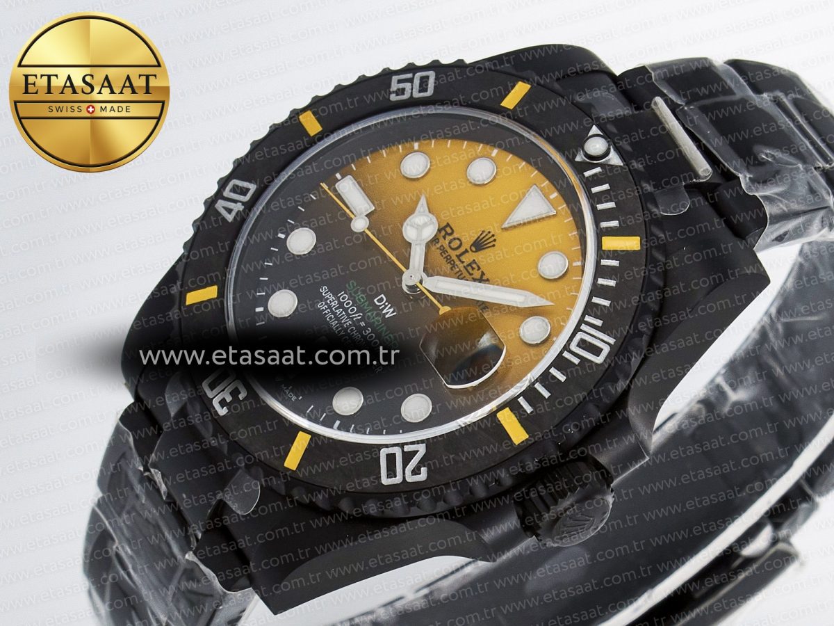 Rolex Submariner DIW  Black/Yellow Dial on DLC VS3135 - Görsel 6