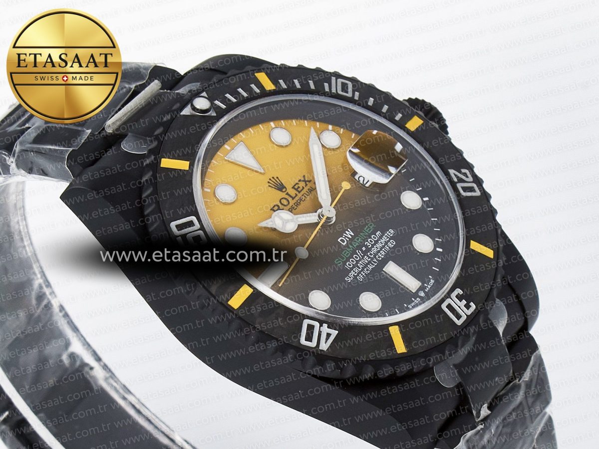 Rolex Submariner DIW  Black/Yellow Dial on DLC VS3135 - Görsel 7