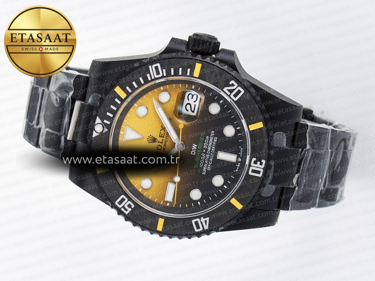 Rolex Submariner DIW  Black/Yellow Dial on DLC VS3135 - Görsel 9