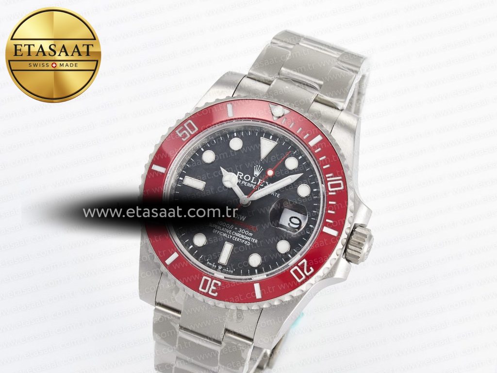 submariner diw red ceramic bezel vsf 11 best edition black carbon dial on sandblasted bracelet vs31352