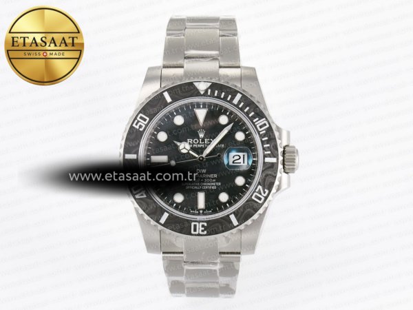 Rolex Submariner DIW Kumlama Siyah Karbon Kadran VS3135 Eta Saat - 1:1 Süper Klon Replika Saat