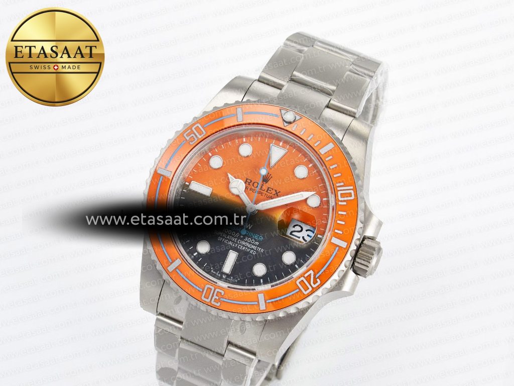 submariner diw sandblasted vsf 11 best edition orange ceramic bezel orange black dial on ss bracelet vs31351
