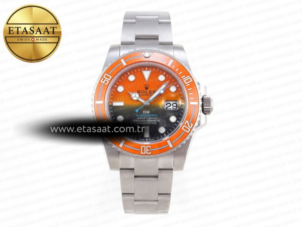 Rolex Submariner Turuncu/Siyah VS3135 Eta Saat - 1:1 Süper Klon Replika Saat