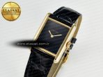 Cartier Tank Louis Cartier Large YG 33.7mm DRF 1:1 Best Edition Black Dial on Black Leather Strap Swiss Quartz
