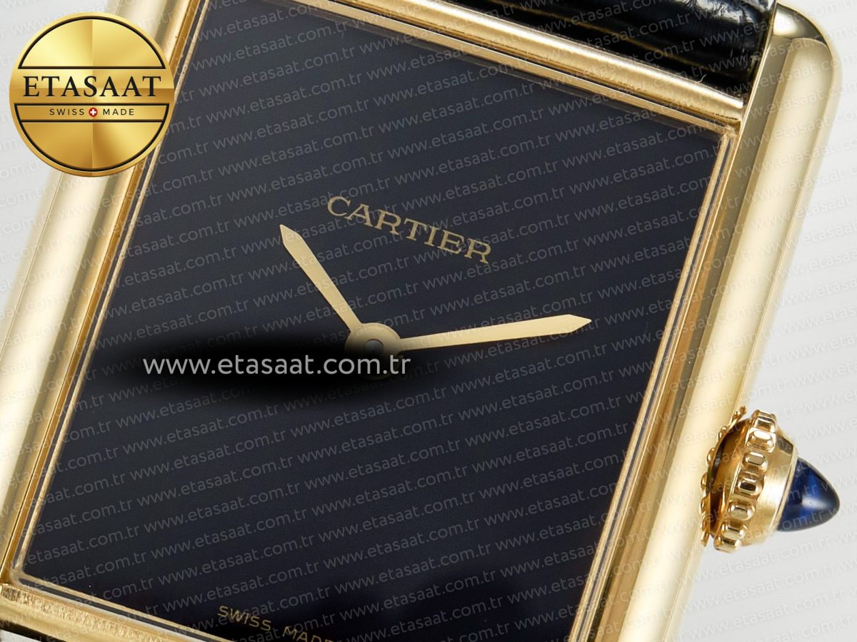 Cartier Tank Louis Cartier Large YG 33.7mm DRF 1:1 Best Edition Black Dial on Black Leather Strap Swiss Quartz - Görsel 10