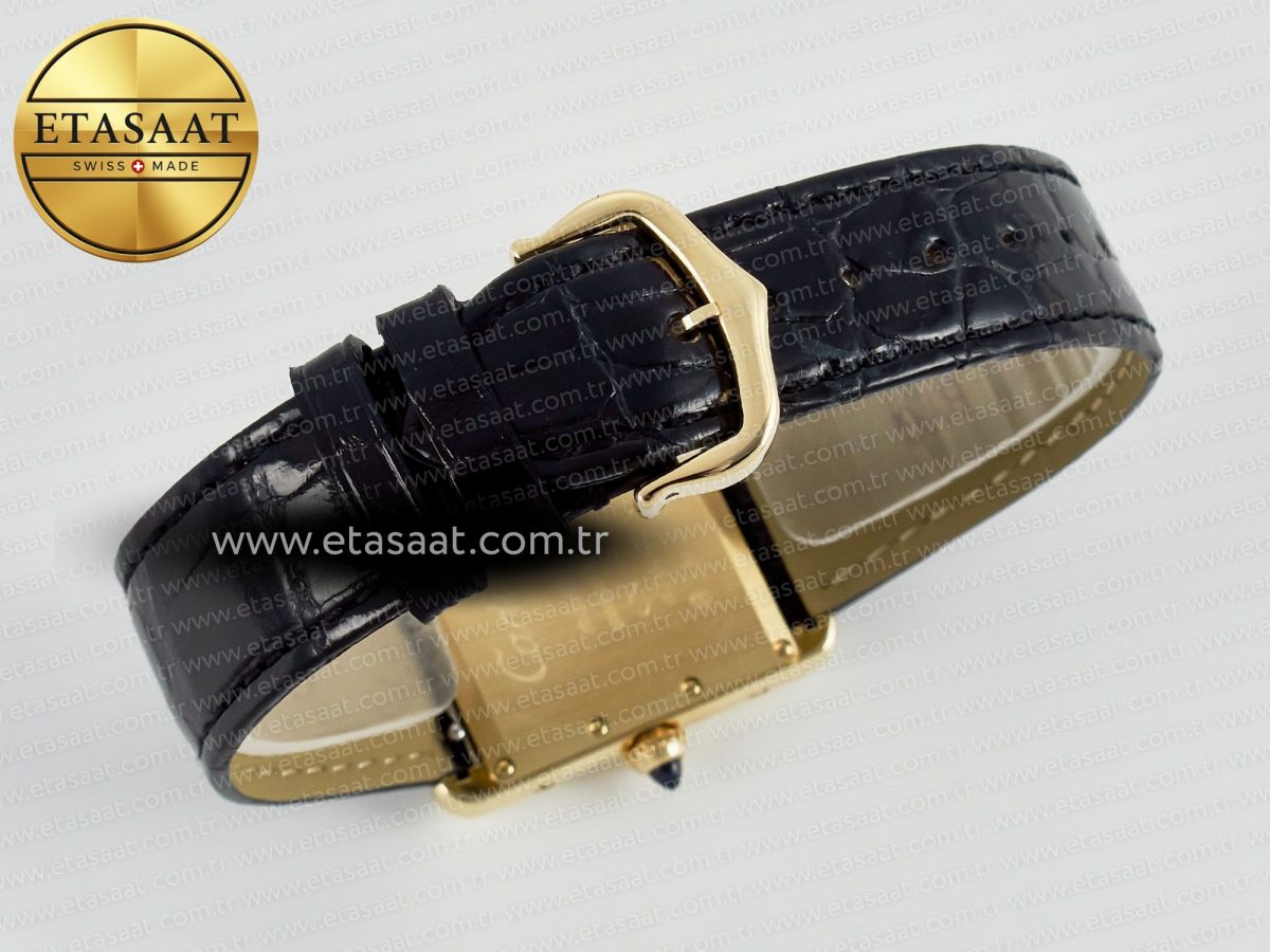 Cartier Tank Louis Cartier Large YG 33.7mm DRF 1:1 Best Edition Black Dial on Black Leather Strap Swiss Quartz - Görsel 14