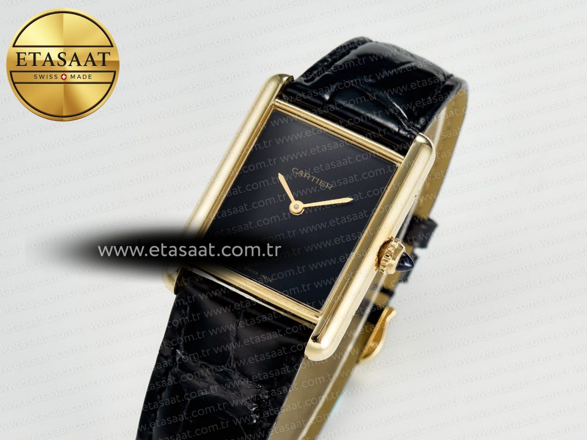 Cartier Tank Louis Cartier Large YG 33.7mm DRF 1:1 Best Edition Black Dial on Black Leather Strap Swiss Quartz - Görsel 2