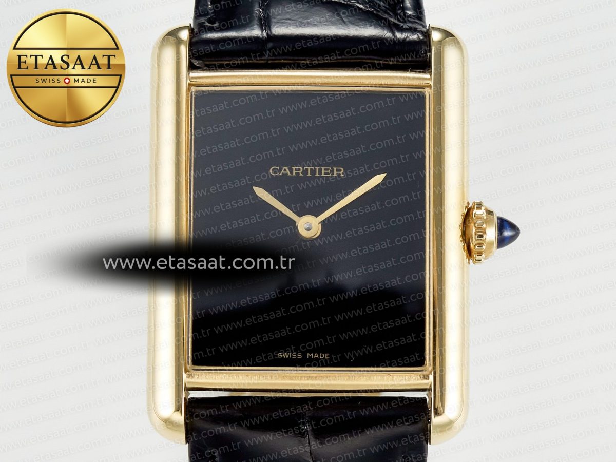 Cartier Tank Louis Cartier Large YG 33.7mm DRF 1:1 Best Edition Black Dial on Black Leather Strap Swiss Quartz - Görsel 4