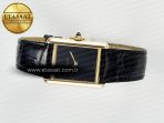 Cartier Tank Louis Cartier Large YG 33.7mm DRF 1:1 Best Edition Black Dial on Black Leather Strap Swiss Quartz - Görsel 9