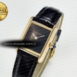 Cartier Tank Louis Cartier Small YG 29mm DRF 1:1 Best Edition Black Dial on Black Leather Strap Swiss Quartz