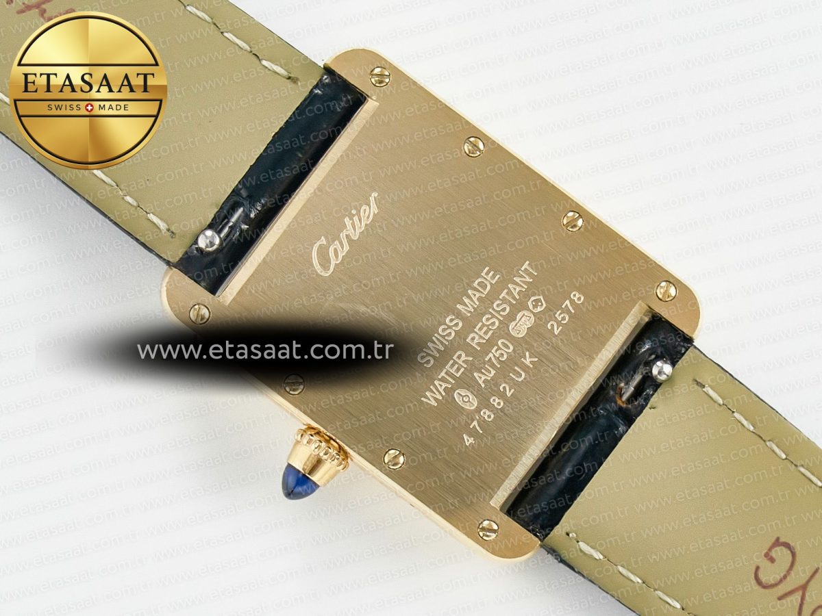 Cartier Tank Louis Cartier Small YG 29mm DRF 1:1 Best Edition Black Dial on Black Leather Strap Swiss Quartz - Görsel 15