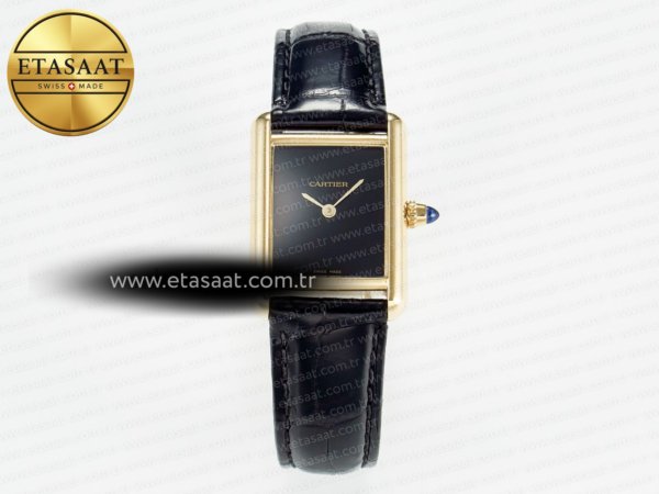 Cartier Tank Louis Cartier Küçük YG 29mm Drf Siyah Quartz Eta Saat - 1:1 Süper Klon Replika Saat