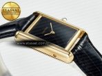 Cartier Tank Louis Cartier Small YG 29mm DRF 1:1 Best Edition Black Dial on Black Leather Strap Swiss Quartz - Görsel 7