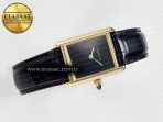 Cartier Tank Louis Cartier Small YG 29mm DRF 1:1 Best Edition Black Dial on Black Leather Strap Swiss Quartz - Görsel 8