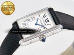 Cartier Tank Must Large SS 33.7mm DRF 1:1 Best Edition White Dial Diamonds Bezel on Black Calfskin Strap Swiss Quartz - Görsel 6