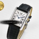 Cartier Tank Must Large SS 33.7mm DRF 1:1 Best Edition White Dial on Black Leather Strap Swiss Quartz