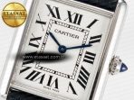 Cartier Tank Must Large SS 33.7mm DRF 1:1 Best Edition White Dial on Black Leather Strap Swiss Quartz - Görsel 10