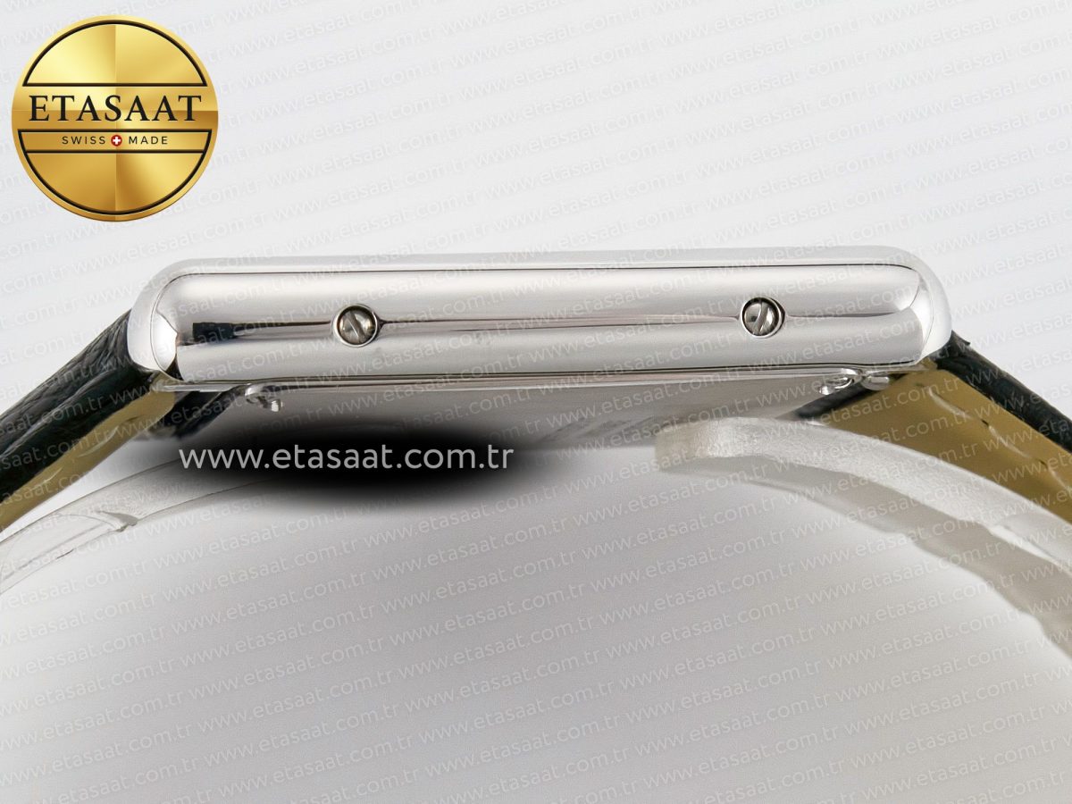 Cartier Tank Must Large SS 33.7mm DRF 1:1 Best Edition White Dial on Black Leather Strap Swiss Quartz - Görsel 12