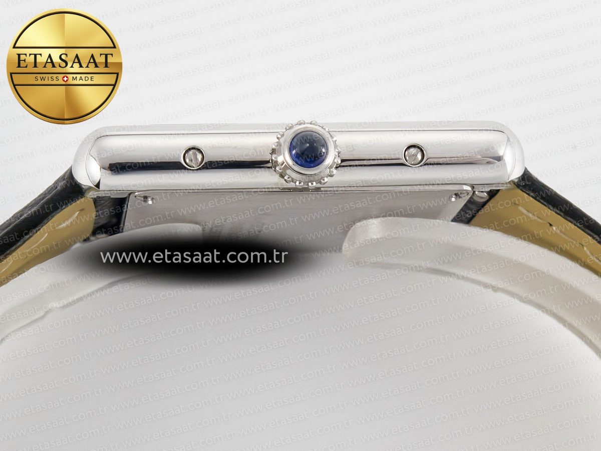 Cartier Tank Must Large SS 33.7mm DRF 1:1 Best Edition White Dial on Black Leather Strap Swiss Quartz - Görsel 13