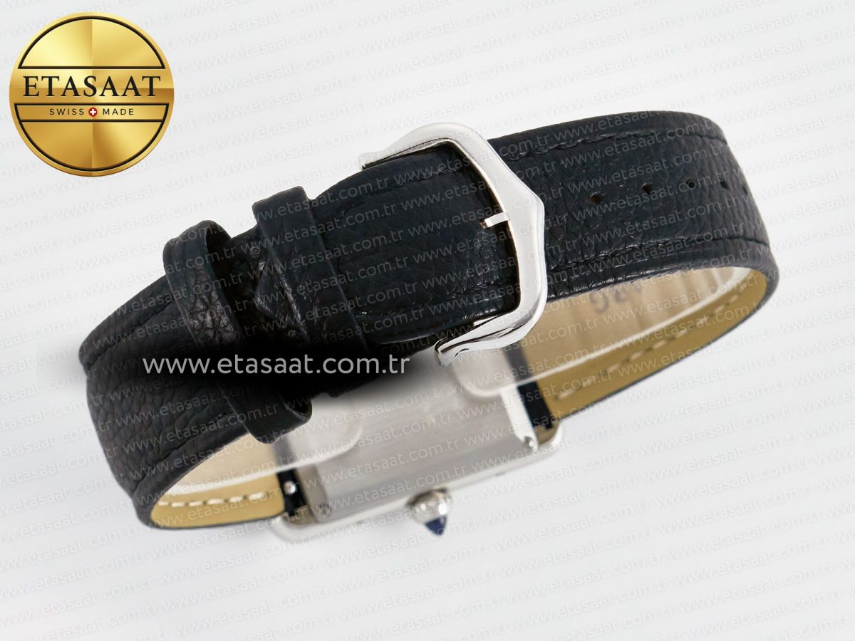 Cartier Tank Must Large SS 33.7mm DRF 1:1 Best Edition White Dial on Black Leather Strap Swiss Quartz - Görsel 14